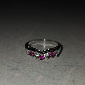Elegant Silver and Pink Gemstone Ring